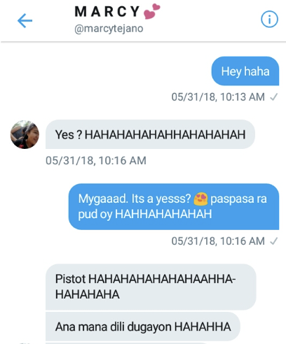First Twitter DM conversation — “Hey haha”